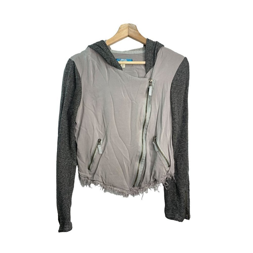 Luttons Women's Gray Hoodie Jacket Raw Trim Size S